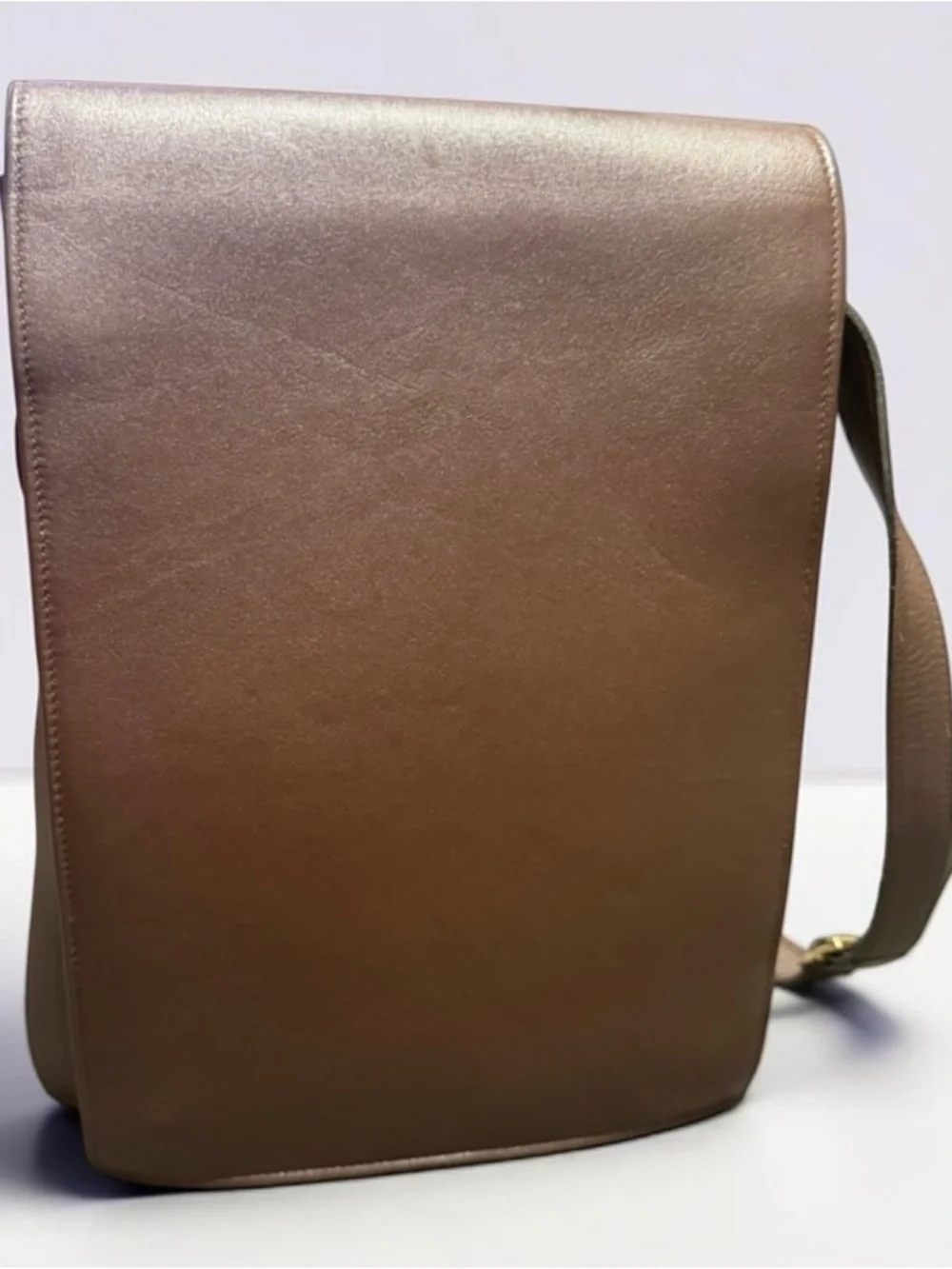 Givenchy Taupe Brown Leather Messenger Bag with Gold Hardware